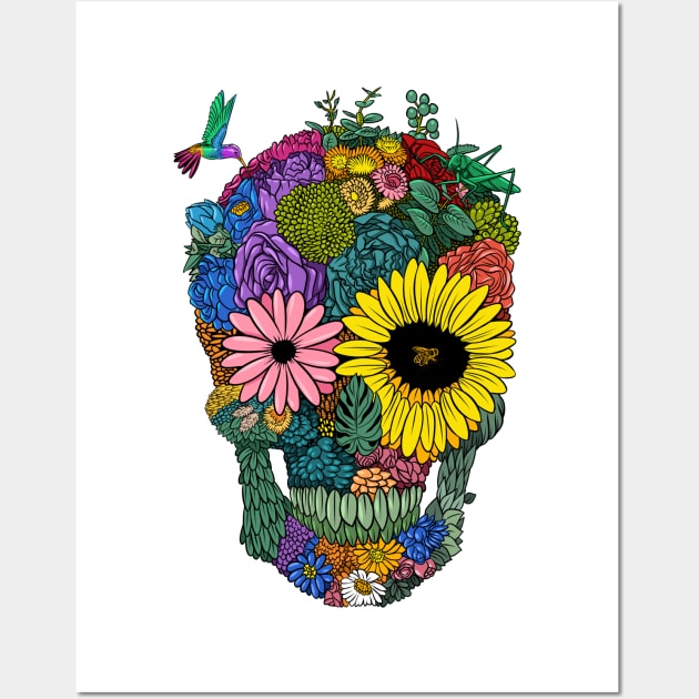 Color flower skull Wall Art by albertocubatas